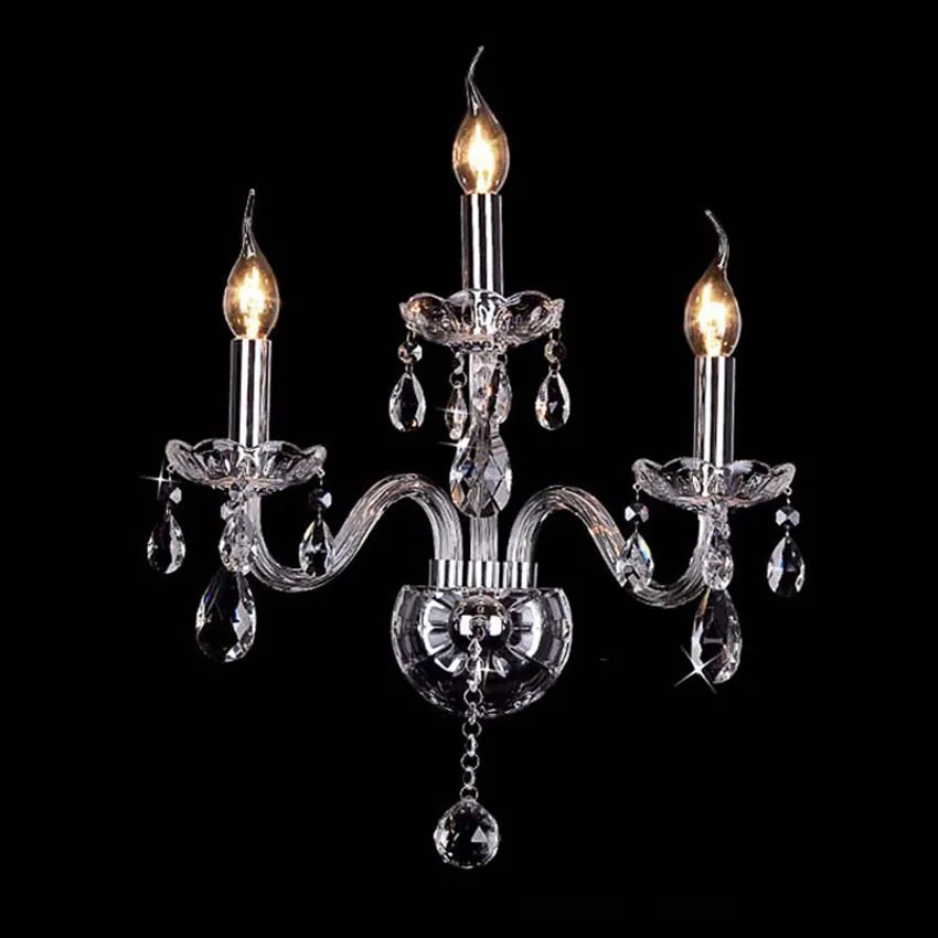 

Modern Crystal Wall Lamp Single Double Head Candle Luxury Wall Sconce for bedroom Beside Lamps Restaurant aisle deco lighting