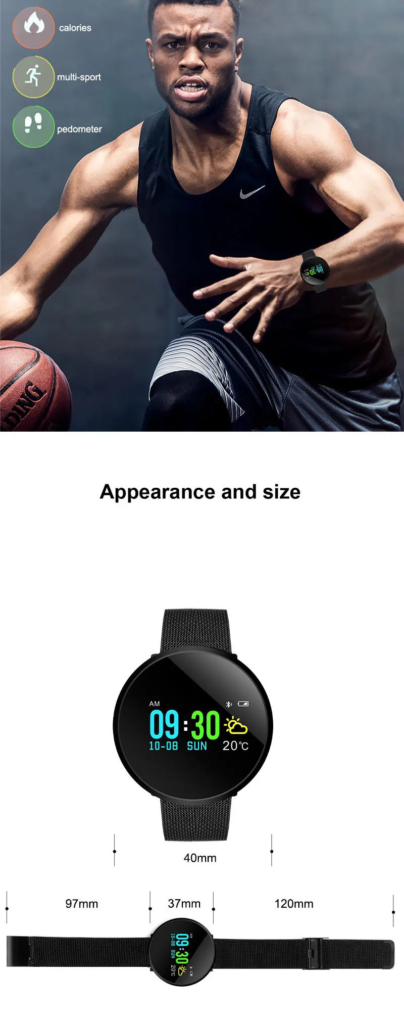 2019 H2 Smart Watch IP67 Waterproof Passometer Activity Fitness Tracker Heart Rate Blood Pressure Monitor Men women SmartWatch (9)