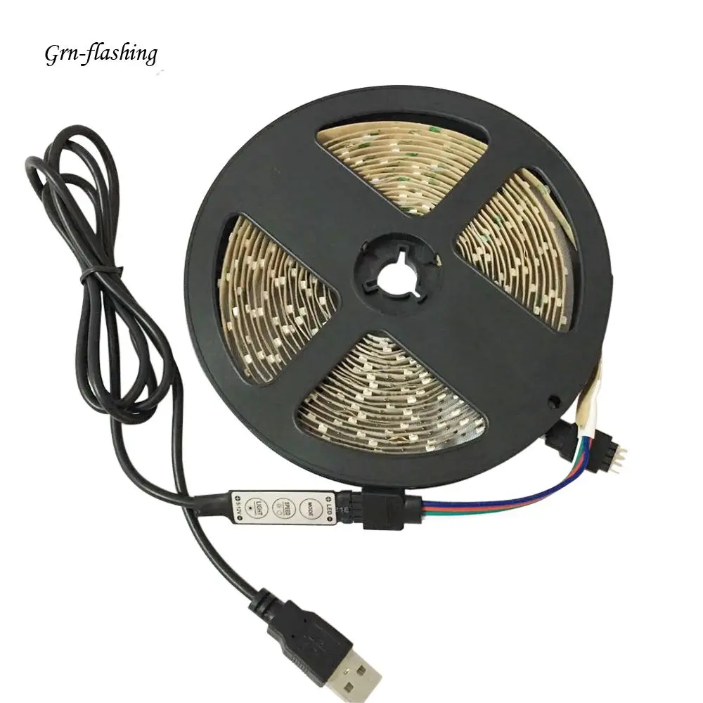 5 в SMD3528 RGB Светодиодная лента+ USB контроллер светодиодной ленты 60 Светодиодный s/m гибкий Декор для гостиной домашний Диодная лента светодиодный светильник el wire