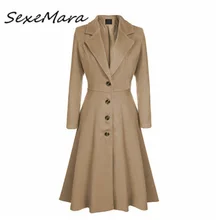 Черное однобортное повседневное модное пальто плюс размер сплошные карманы тонкие свободные длинные осенние пальто для женщин