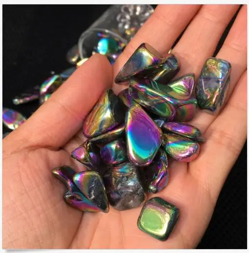 1/4lb Wholesale Rainbow Aura quartz crystal tumbling stones with