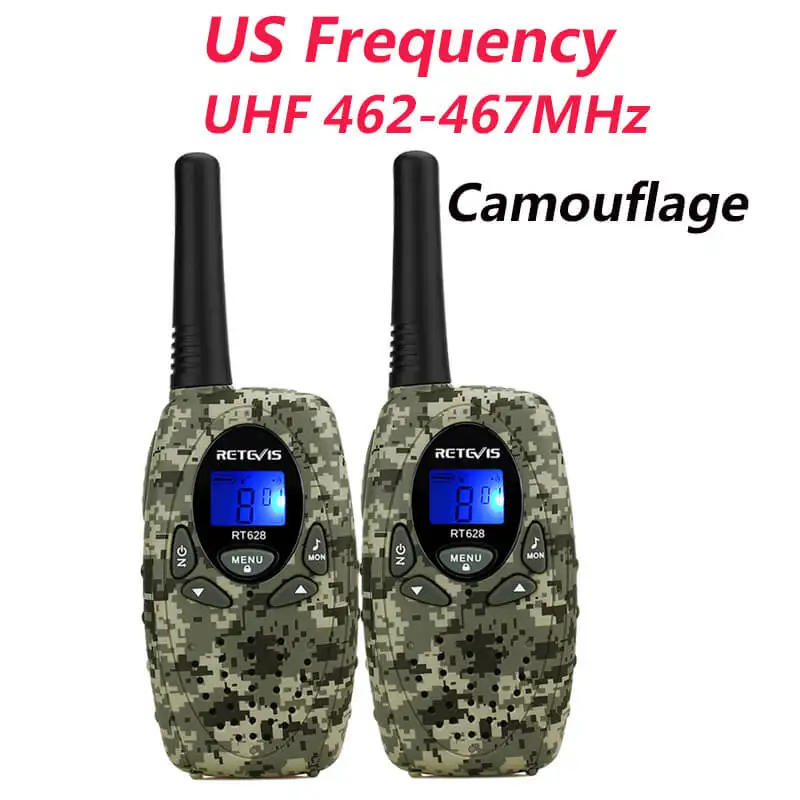 2 шт. RETEVIS RT628 Мини Портативная рация для детей радио 0,5 Вт PMR UHF частота, переносной радиоприемник, Портативная радиостанция, рождественский подарок - Цвет: Camouflage US Freq