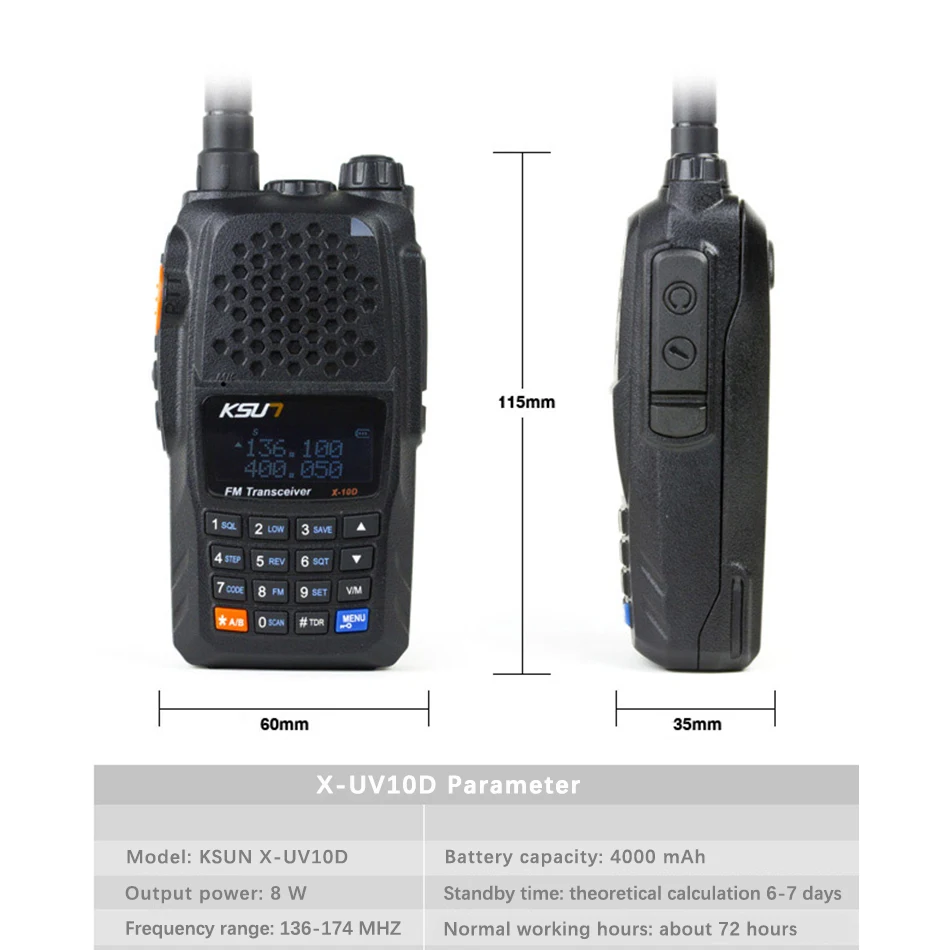 KSUN X-UV10D двухканальные рации Portatile VHF UHF двухстороннее Любительское радио двухдиапазонный приемопередатчик Palmare двухканальные Communicator