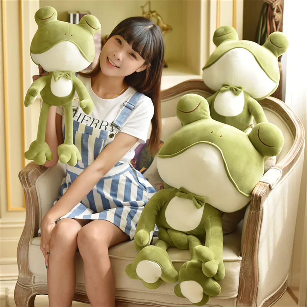 Fancytrader Cuddly Big Plush Frog Toys Soft Stuffed Green Frog Animals Doll for Kids Gifts 2 Sizes4