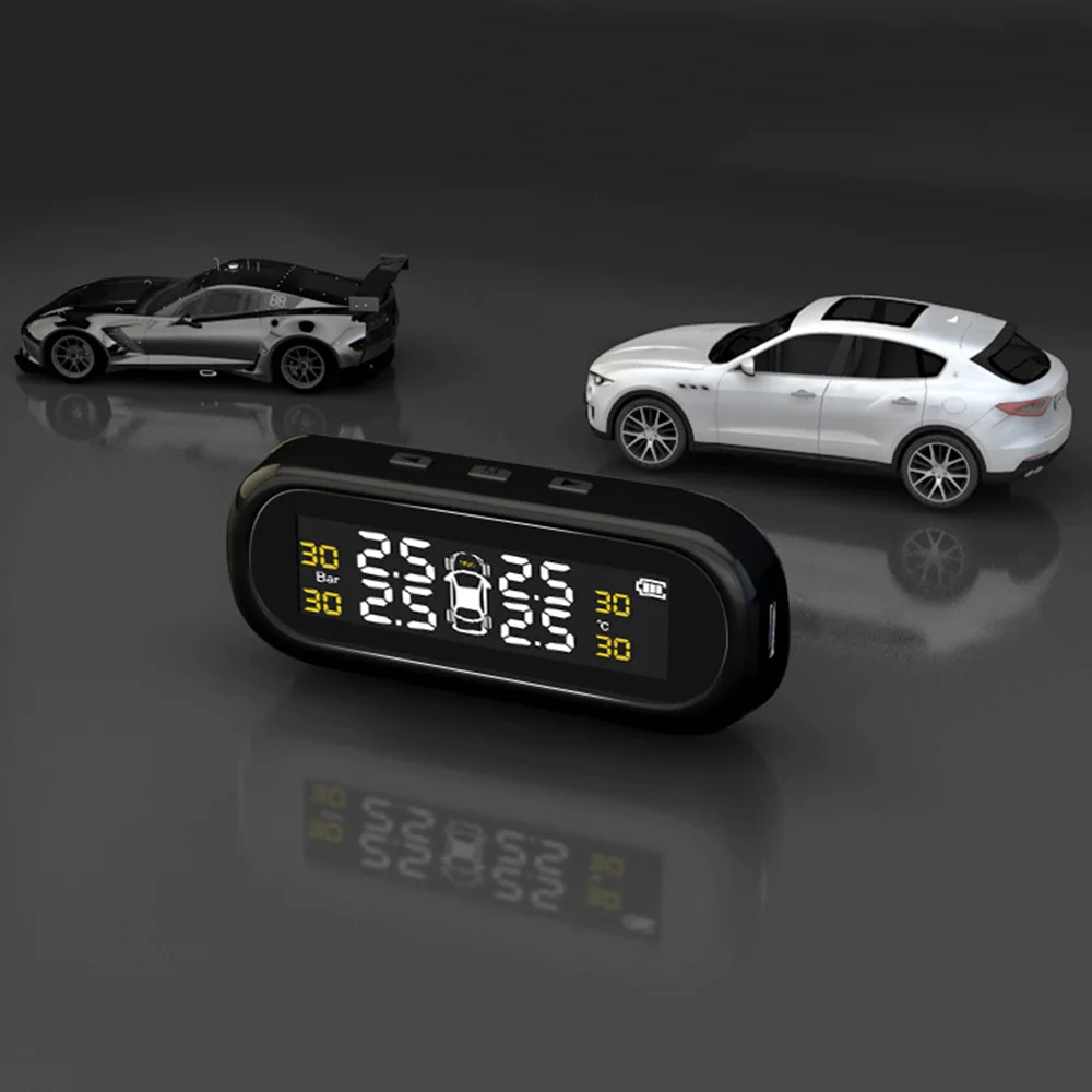 Система контроля давления в автомобильных шинах, солнечный дисплей TPMS с 4 датчиками, инструмент для проверки шин