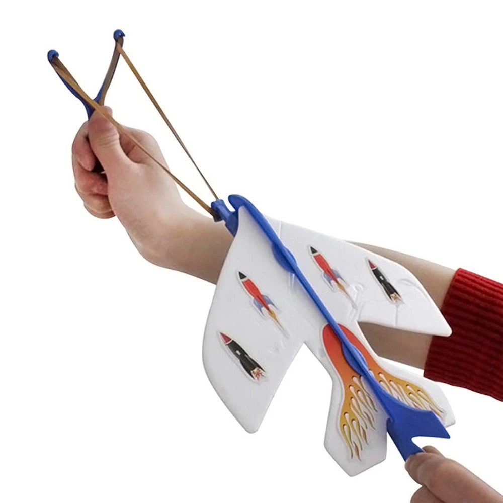 New Slingshot LED Light Flare Catapult Airplane Glider Plastic Toy for Children Outdoor Funny Toys Gifts Flying Kids Toy