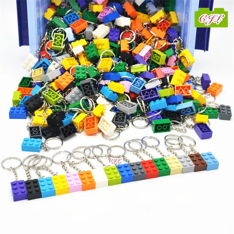 10Pcsset Colorful Block Legoingly Key Ring Chain Building Blocks Accessories Keychain Model Kits Set DIY Toys for Kids Keys (5)