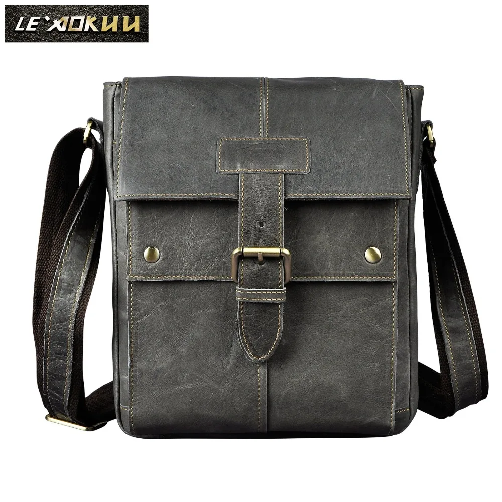 

Crazy Horse Leather Male Design Casual College Shoulder Messenger Crossbody bag Fashion Mochila Satchel School Book bag 8571b