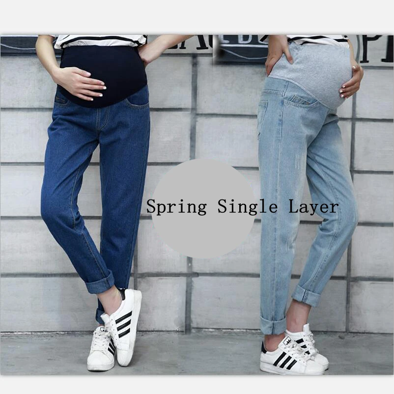 

Hot sale Materntiy pants Winter Warm thicken denim trousers for pregnant women Casual Cotton Spring jeans trousers for Pregnancy