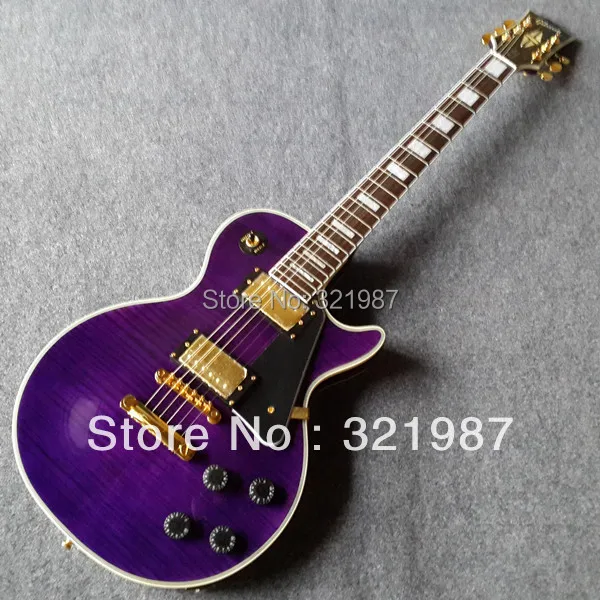Best price at $243 Cheap Free shipping HOT wholesale Top quality purpel LP G CUSTOM guitar with Golden Hardwares