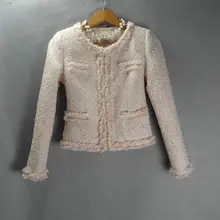 1XBTC024 Осень новые модные повседневные Длинные без воротника шерстяная куртка с бахромой