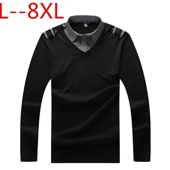 

plus size 10XL 8XL 6XL Brand Polos Mens Solid Polo Shirts Cotton Long Sleeve Camisas Polos Homme Loose Fit Casual Man Polo Shirt