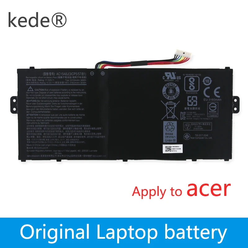 kede 10.8V 36wh 3490mAh Original Laptop Battery AC15A3J AC15A8J KT.00303.017  For ACER Chromebook 11 C735 CB3-131 C738T CB5-132T