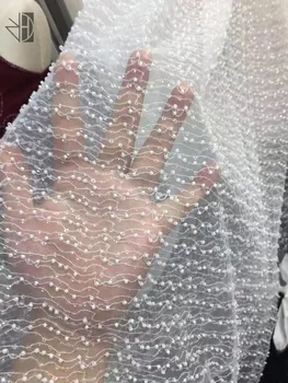 

top Quality lace fabric with beads and sequins S-72724 Bridal Lace Fabric For Nigerian Handmade Lace