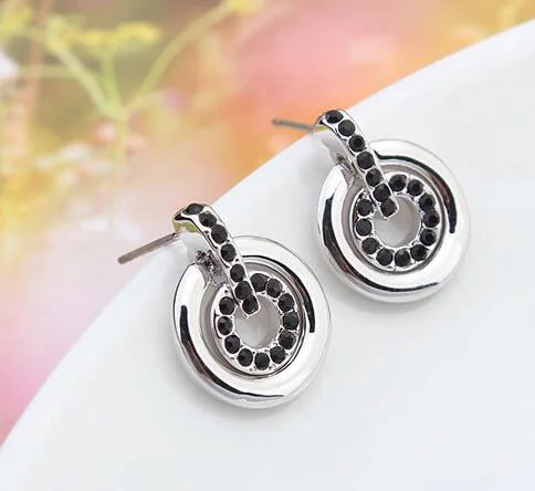 Женские серьги гвоздики серебристого цвета с кристаллами|stud earrings|stud earrings for