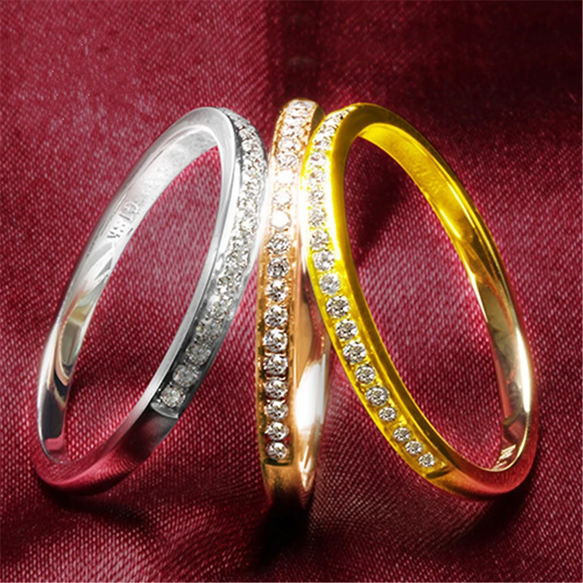 Luxury Three Color Set Rings Solid 925 Sterling Silver Rings Wedding