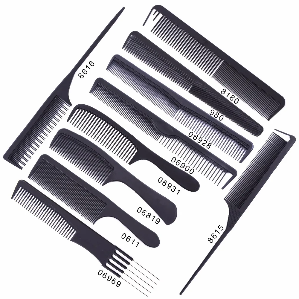 Black Professional Combs Hairdressing New Tail Comb Two Carbon Anti
