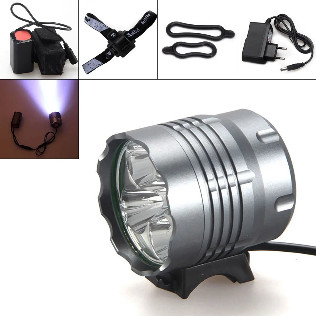 

8000Lm Waterproof Bike Headlight 5x T6 LED Front Bicycle Headlamp for Camping Fishing Caving