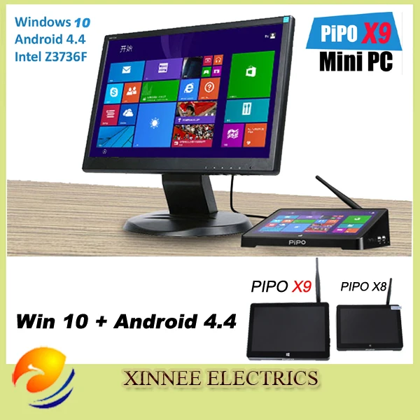 PIPO X9 Windows10 and Android 4.4 Intel Z3736F Quad Core Dual Boot OS Intel Z3736F Quad Core Mini PC 8.9"Tablet Mini PC TV Box