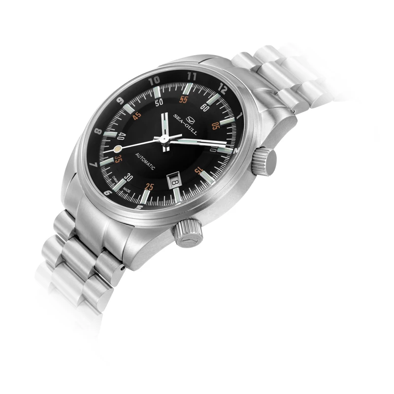 Часы Seagull с датой двойной часовой пояс GMT светящиеся стрелки ST2130 Мужские