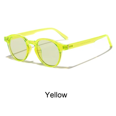 Ralferty, хип-хоп солнцезащитные очки для женщин и мужчин, трендовые флуоресцентные желтые маленькие круглые солнцезащитные очки, женские цветные очки W813059 - Цвет линз: Цвет: желтый