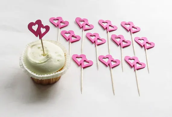 Sweet Hearts кекс топперы на день рождения в деревенском стиле Свадебные Baby Shower зубочистки обручальное еду забрать