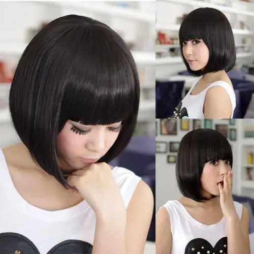 Песня wig.00452 новый черный цвет боб Новый стиль женщины дамы короткие прямые волосы