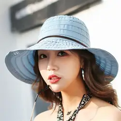 Новая Корейская Солнцезащитная пляжная кепка с большой угрюмой складной шляпа для кемпинга для женщин
