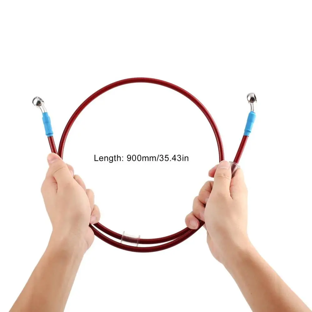 red 90cm 50 см/60 см/90 см/120 см мотоциклетная Тормозная труба плетеная гидравлическая усиленная Тормозная муфта Масляный шланг труба для гонок Байк - Цвет: red 90cm