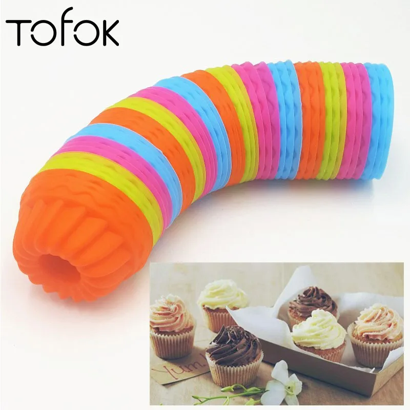 

Tofok 12PCS/Set Round Pumpkin 3D Cup Cake Shape Silicone Muffin Cake Caramel Pudding Jelly Doughnut Mold Baking Decoration Tools