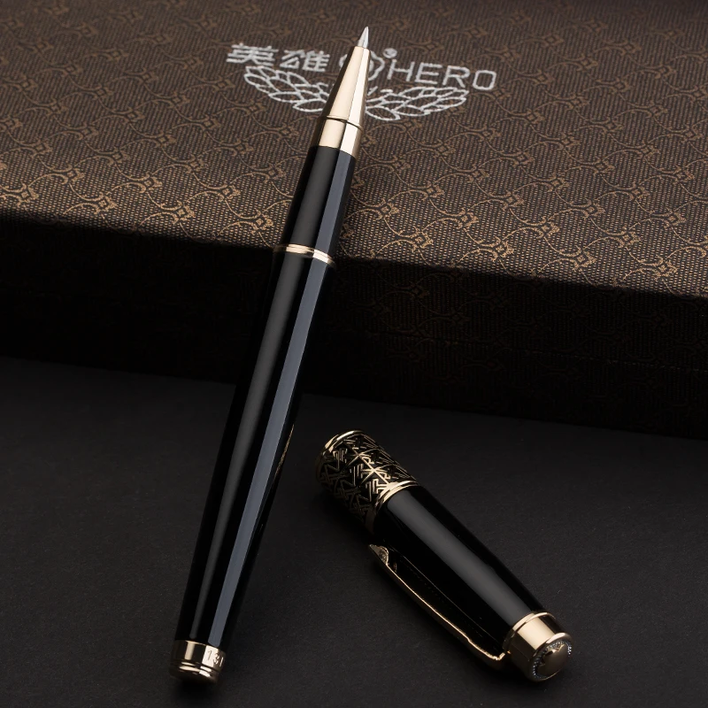 HERO fountain pen 760 pure black Liya gold ring Daming iridium