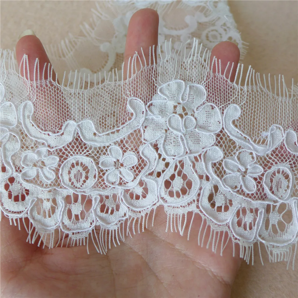 Buy eyelet lace fabric trim with corded narrow
