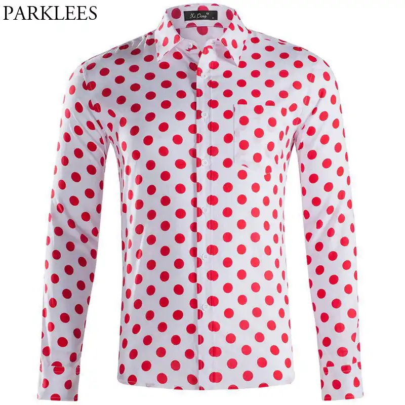 mens slim fit polka dot shirt