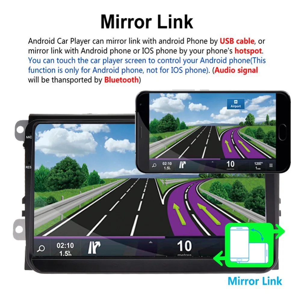 Cheap 9 inch Android 6.0 System 2 Din HD Wifi Bluetooth Call FM Radio with GPS Navigaton Touch screen Car Multimedia Player Fit For VW 3