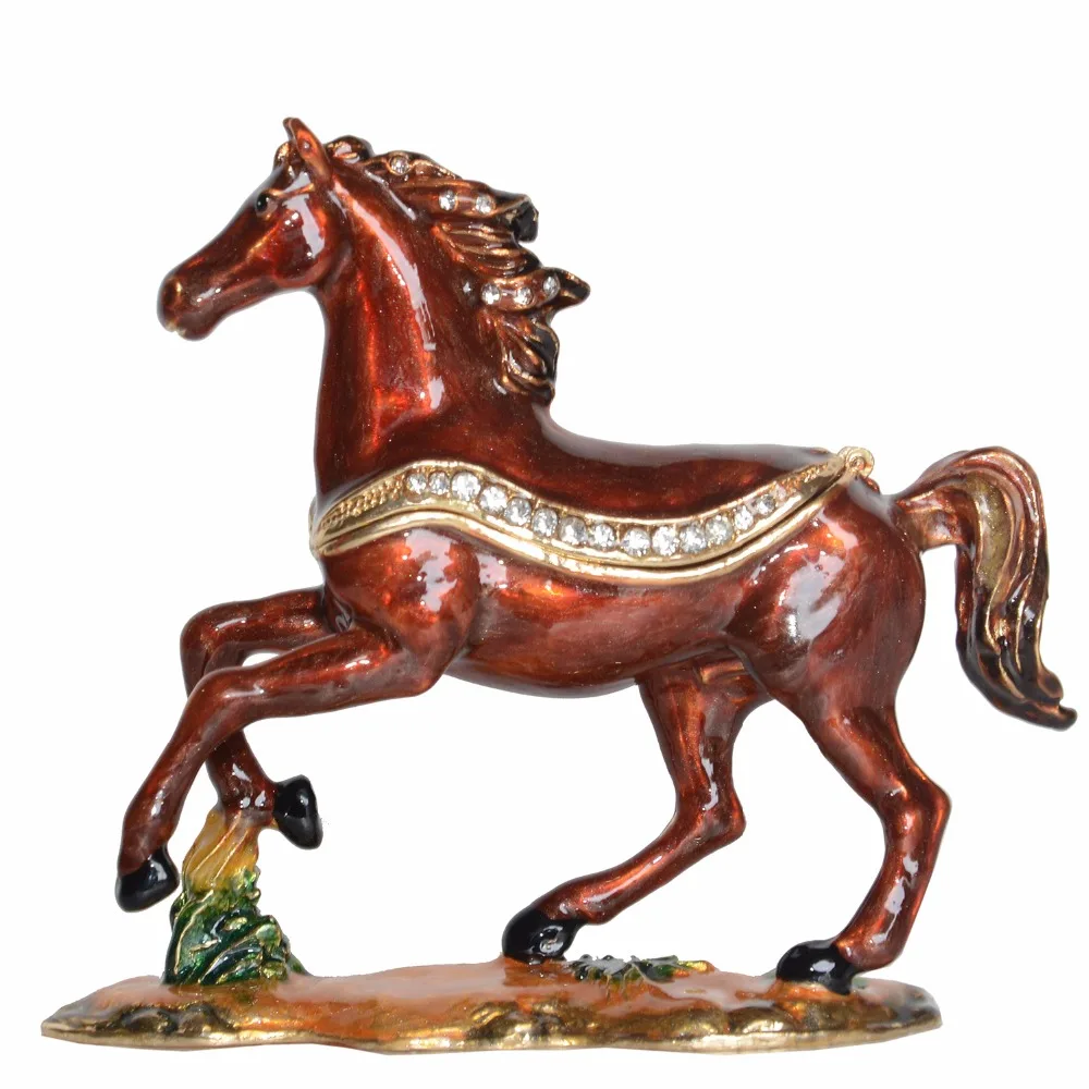 

Running Horse Jeweled Trinket Box Figurine Metal Jewelry Boxes & Organizers Horse Collectible Gifts Decor