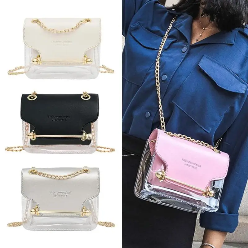 Модная женская маленькая квадратная сумка на плечо, новые женские сумки, прозрачные ПУ брендовые дизайнерские композитные сумки-мессенджеры