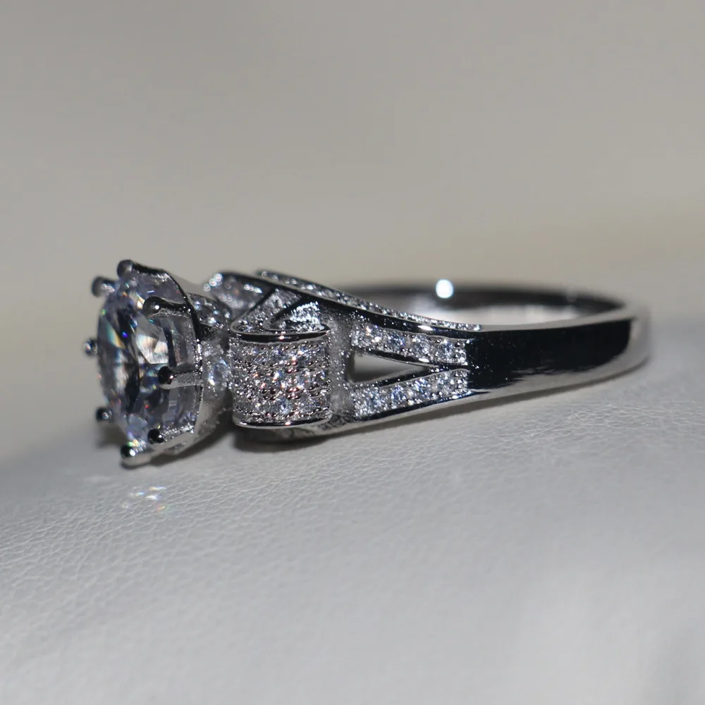 Romantic Jewelry Women men ring Round cut 9mm 3ct AAAAA zircon cz 925 Sterling silver Lovers Engagement Wedding Band Ring