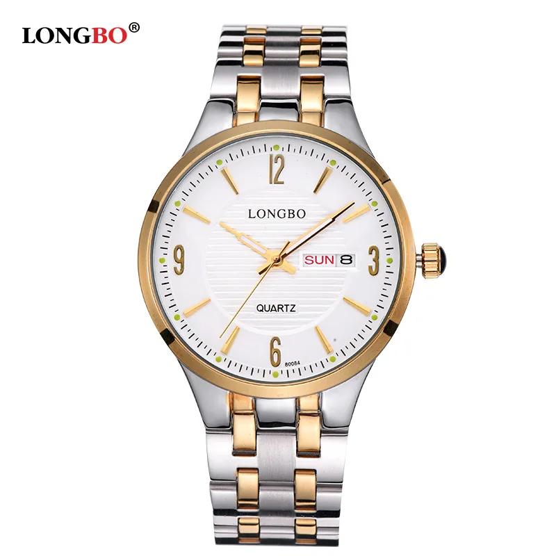 

LONGBO Casual Stainless Steel Couple Quartz Watches Reloj Masculino Lovers Wristwatch with Date Calendar and Waterproof 80084