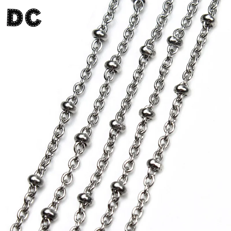 DC 5Meters/lot Dia 1.5mm 316L Stainless Steel Bead Ball Station Chain