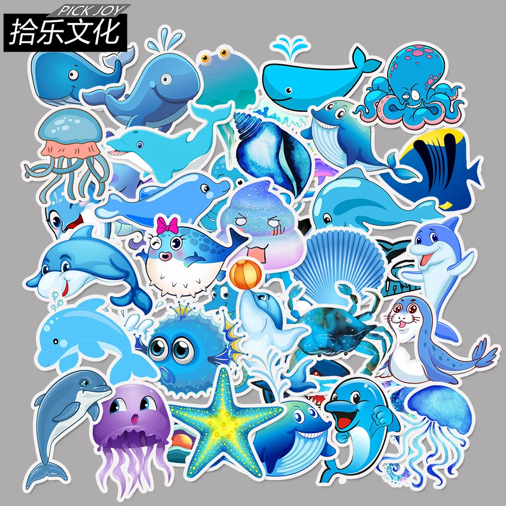 49 шт Смешанные coulorful blue sea Симпатичные наклейки s для багажа ноутбука скейтборд велосипед мотоцикл наклейки Прохладный водонепроницаемый стикер - Цвет: AZ010