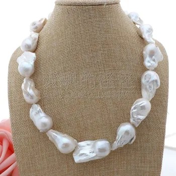 

N052508 20" 15x27mm White Keshi Pearl Necklace