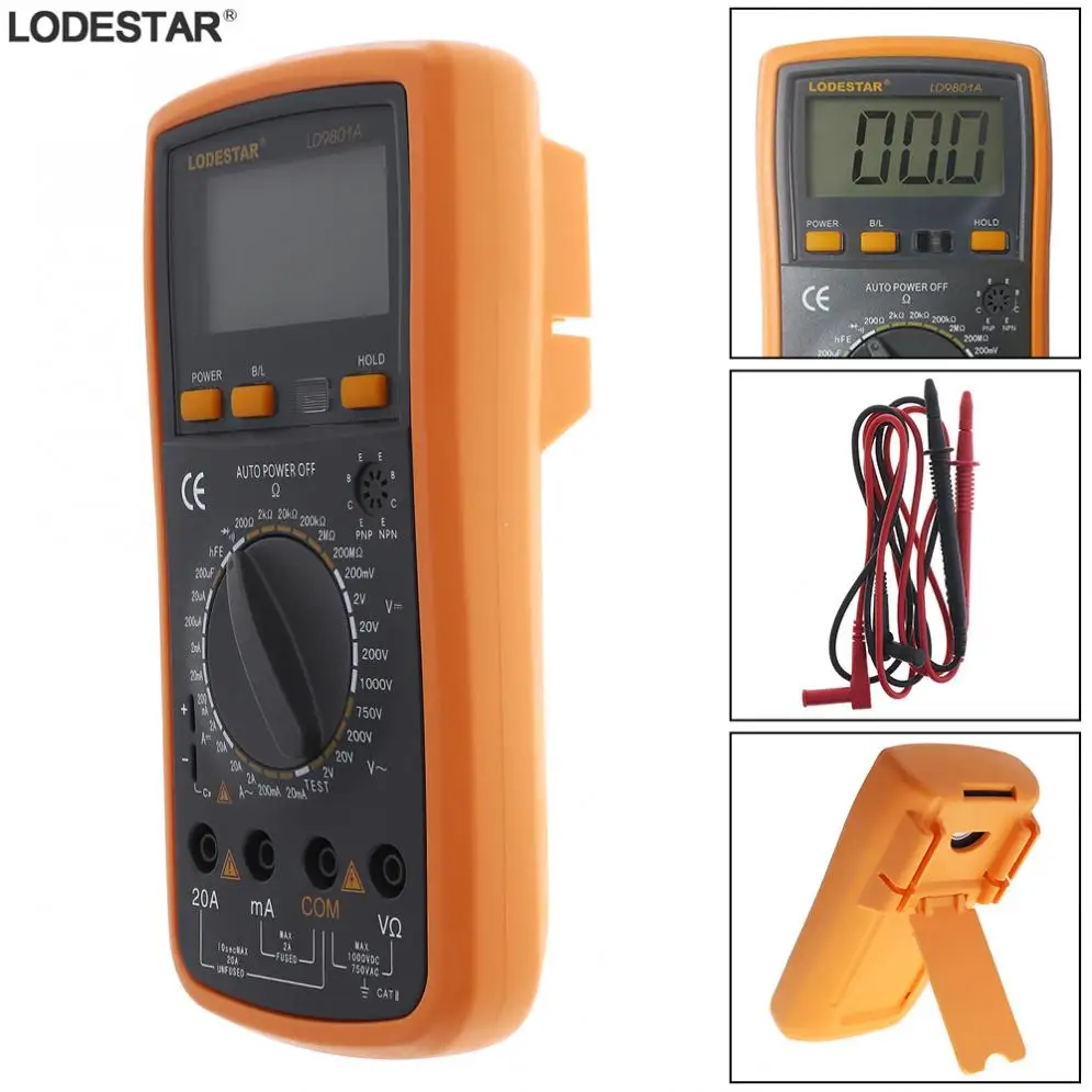

LD9801A LCD Display 1999 Counts Hand-held Digital Multimeter with Diode / Triode Test Support Double Integral A/D Conversion