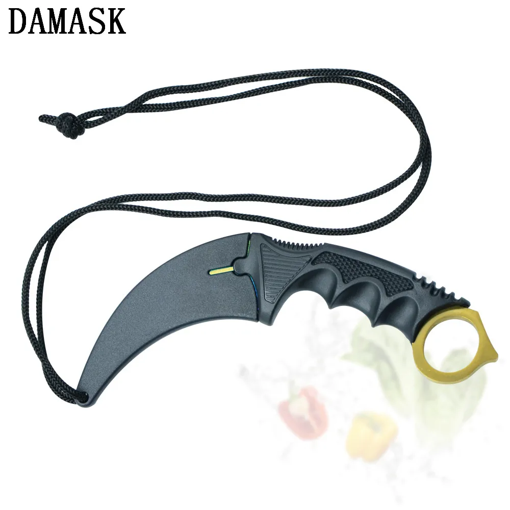 DAMASK Counter Strike Combat Claw Karambit Hawk Bowie Knife With Sheath Fixed Blade Knife Outdoor Hunting Climbing Rescue Tools DAMASK Counter Strike Combat Claw Karambit Hawk Bowie Knife With Sheath Fixed Blade Knife Outdoor Hunting Climbing Rescue Tools