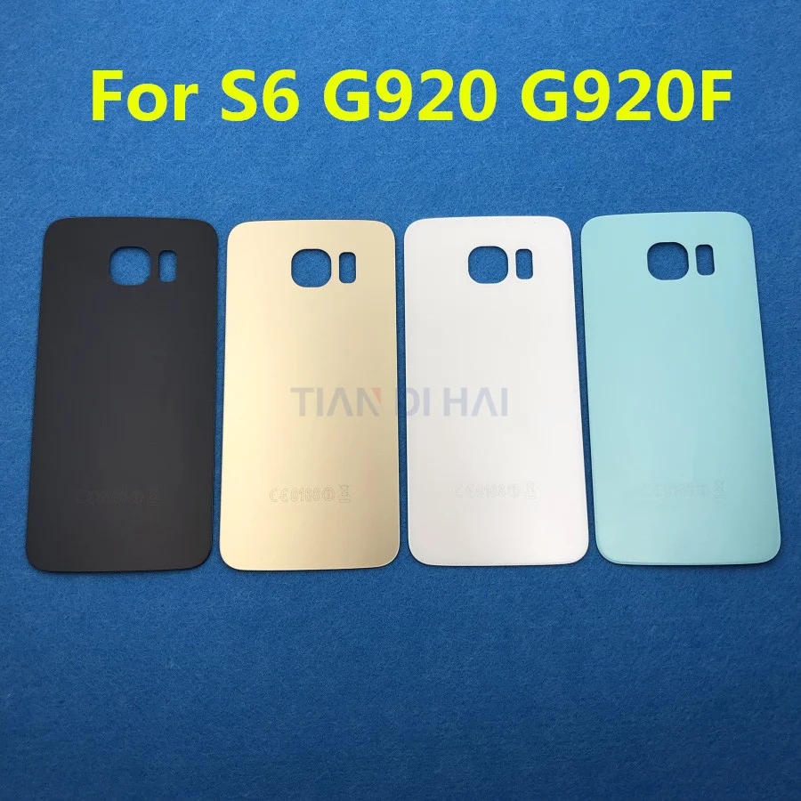 Задняя крышка для батареи Samsung Galaxy S6 G920 G920F задняя задней панели стекла корпуса