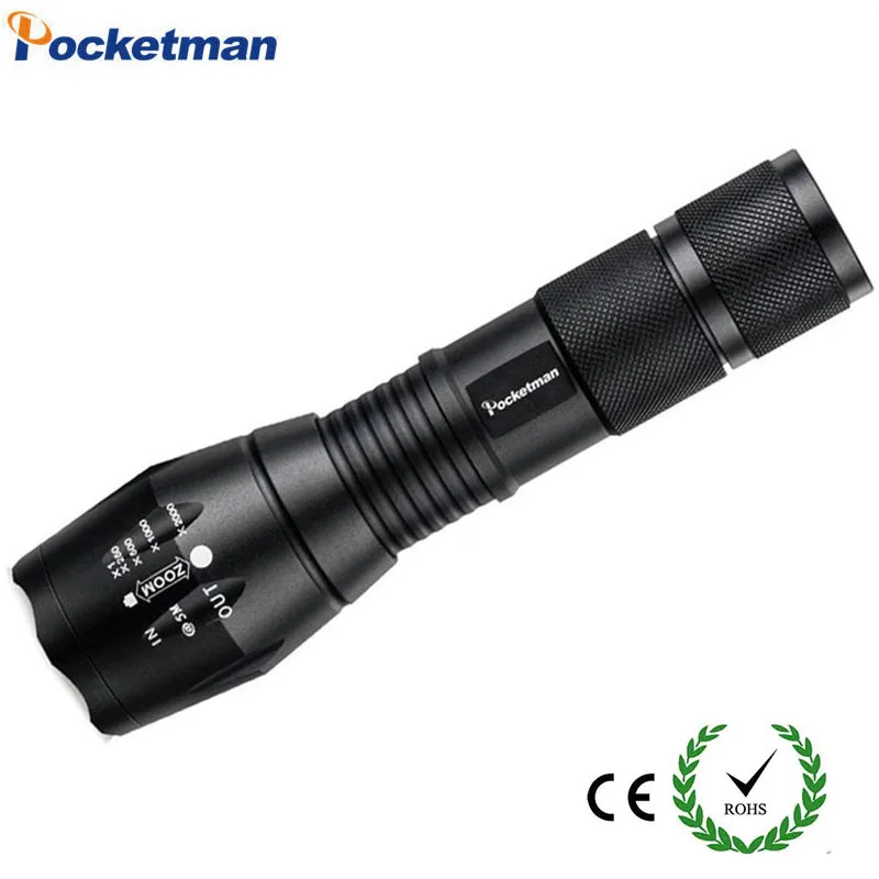 

3800Lumen Linterna LED Portable Zoomable Flashlight-5Mode Adjustable Focus-Water Resistant-Powered For 18650 or 3 x AAA Battery