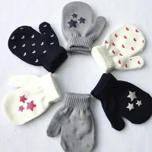 1 пара милых перчаток в горошек со звездами и сердечками для мальчиков и девочек, мягкие вязаные теплые перчатки для детей