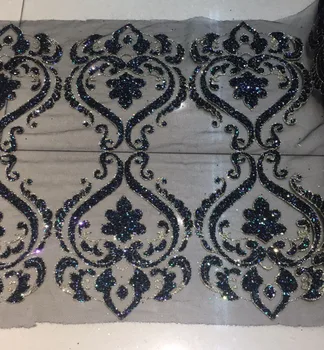 

10 Yards glitter Net French Lace Tulle Fabric Black Gold Embroidered African French Lace Fabric