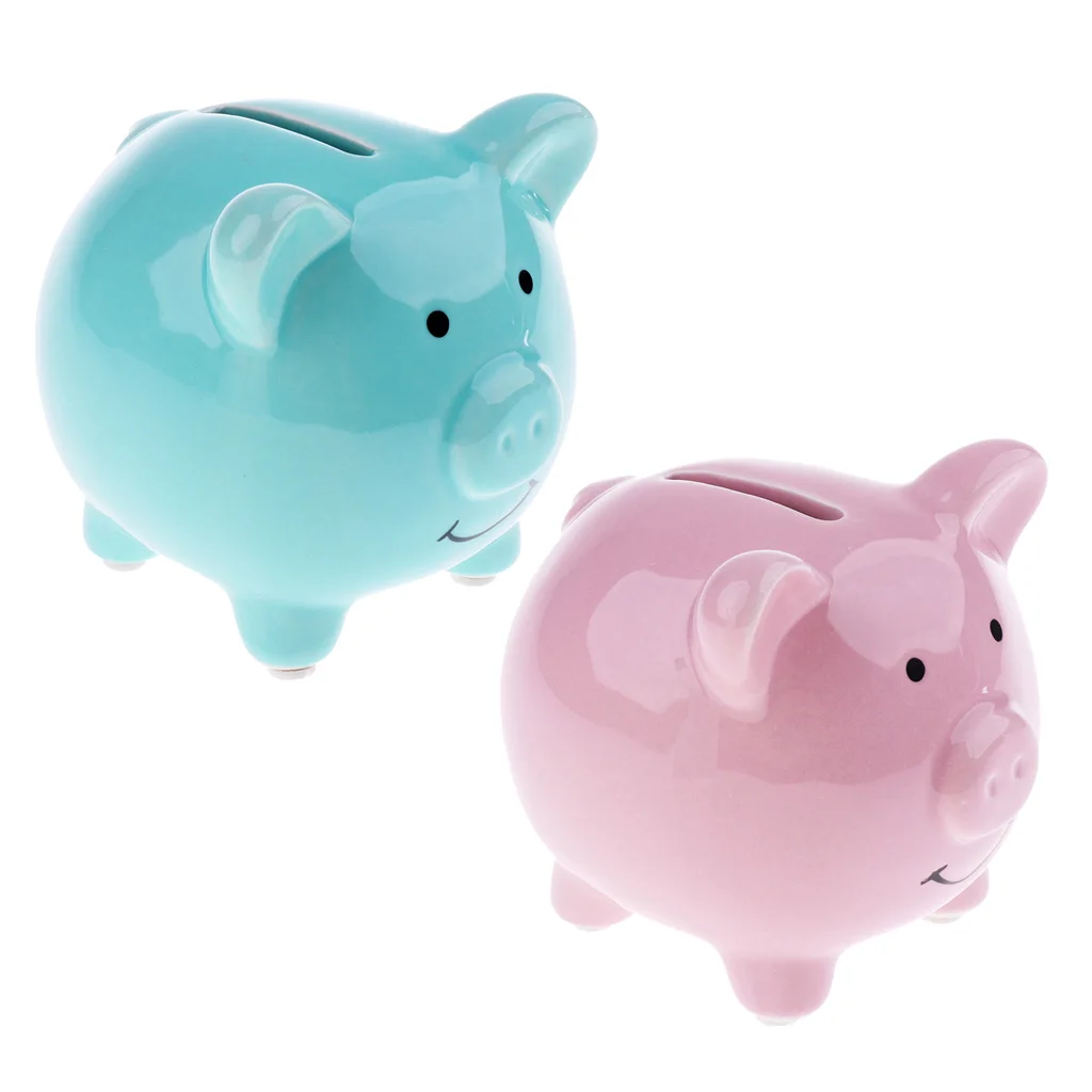 Kids Children Piggy Bank Money Box Saving Coins Cash Fun Novelty Birthday Gift Baby Room Home Decoration Ceramic Pig