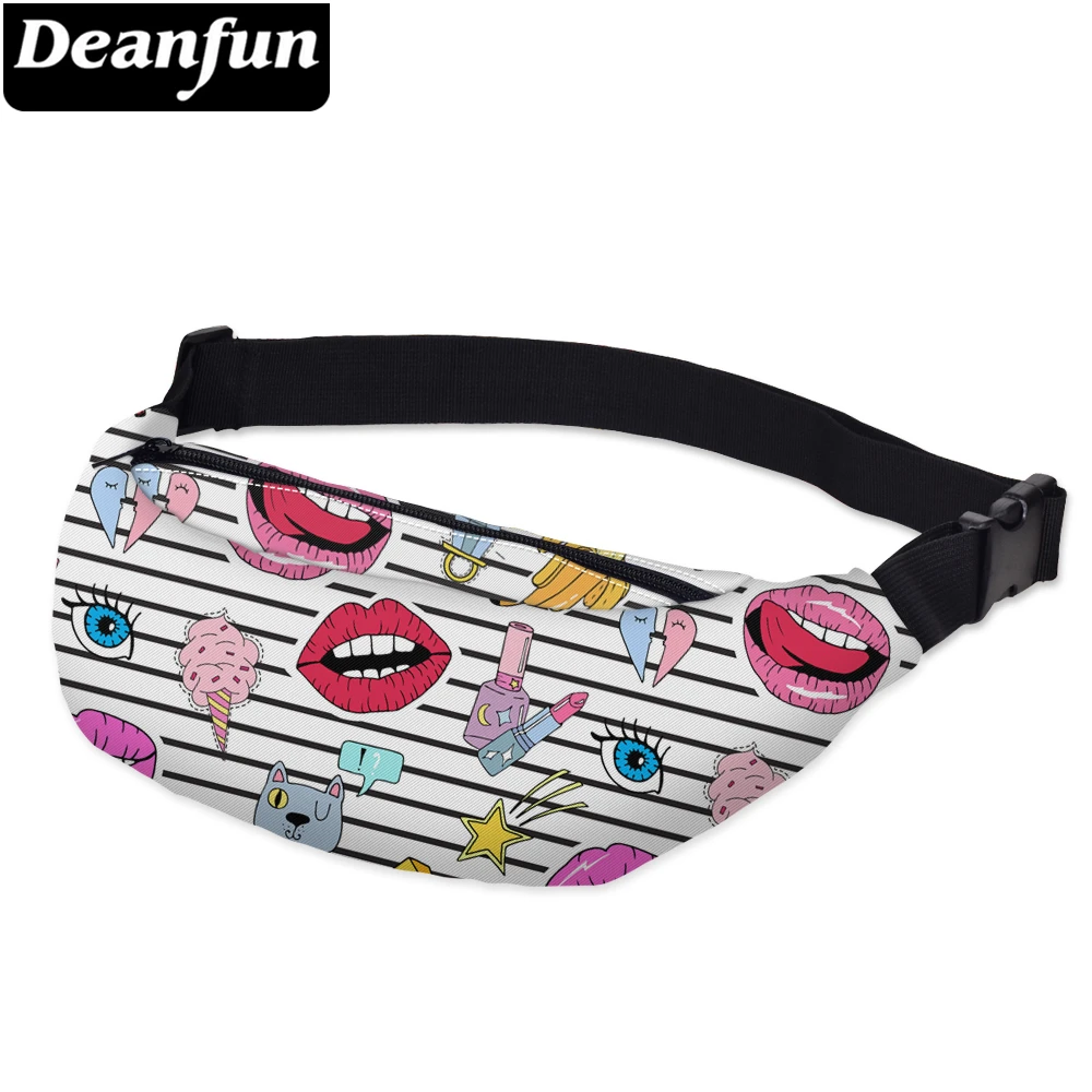 Женские поясные сумки в полоску Deanfun дорожные с 3D принтом губ YB19|Поясные сумки| |