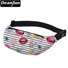 Женские поясные сумки в полоску Deanfun дорожные с 3D принтом губ